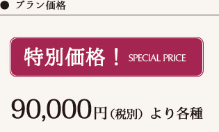特別価格！90000円（税別）より各種
